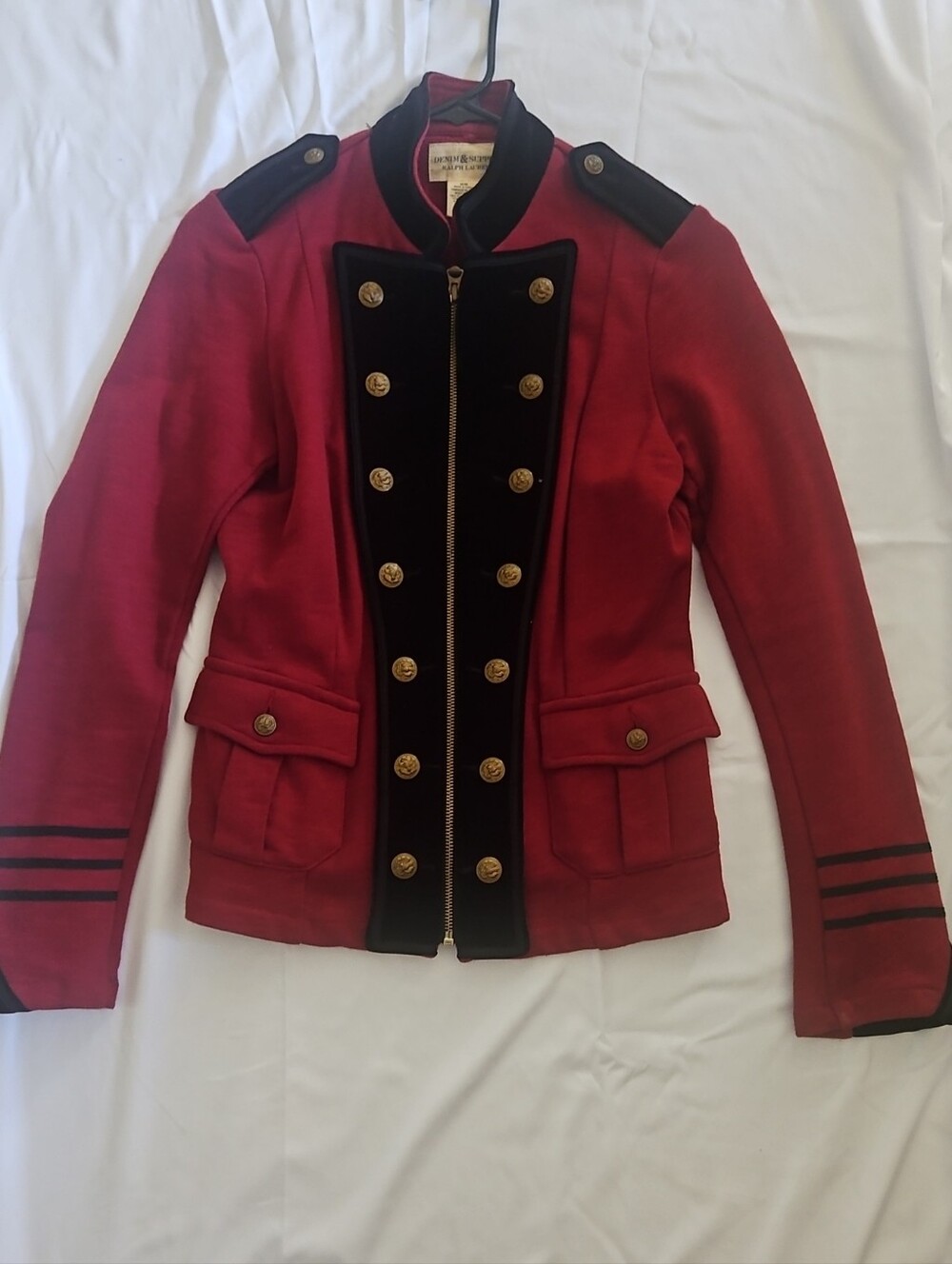 Denim & Supply Ralph Lauren Red Military-Style Blazer with Black Trim